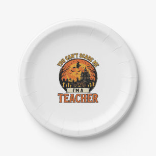 Halloween Teacher Vintage Funny Spooky School Desi Paper Plate