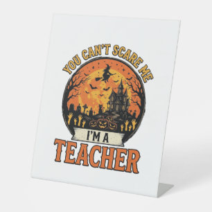 Halloween Teacher Vintage Funny Spooky School Desi Pedestal Sign