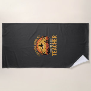 Halloween Teacher Witch Cat Design Beach Towel