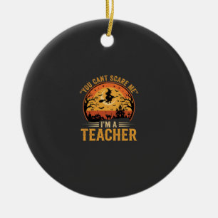 Halloween Teacher Witch Cat Design Ceramic Tree Decoration