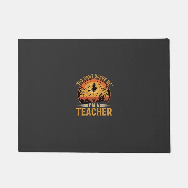 Halloween Teacher Witch Cat Design Doormat (Front)