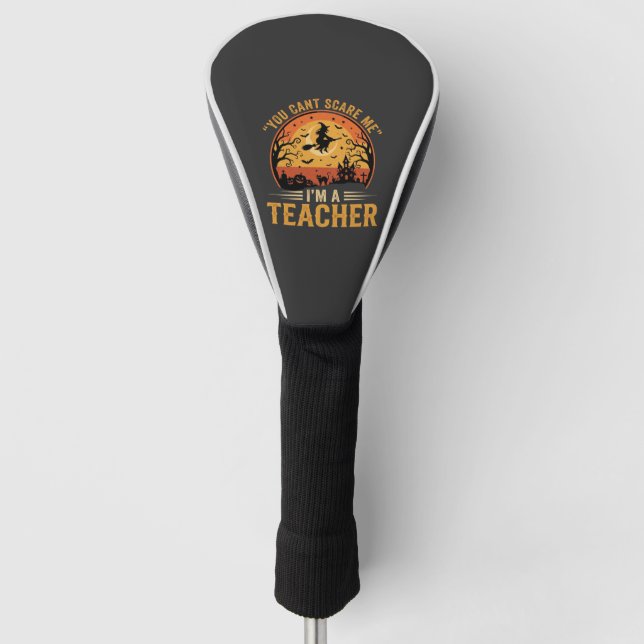 Halloween Teacher Witch Cat Design Golf Head Cover (Front)
