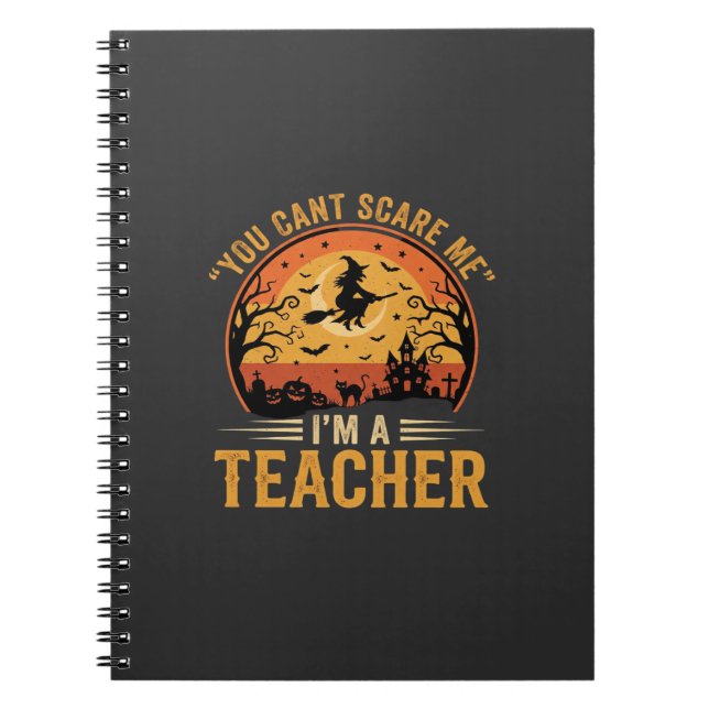 Halloween Teacher Witch Cat Design Notebook (Front)