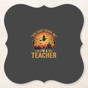 Halloween Teacher Witch Cat Design Paper Coaster
