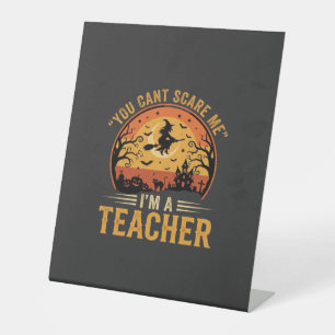 Halloween Teacher Witch Cat Design Pedestal Sign