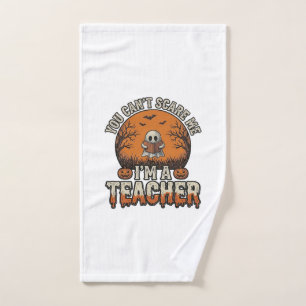 Halloween Teacher You Cant Scare Me Vintage Design Hand Towel