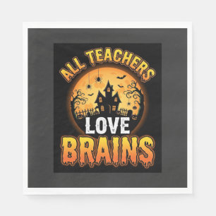 Halloween Teacher Zombie Brains Horror Moon Design Napkin
