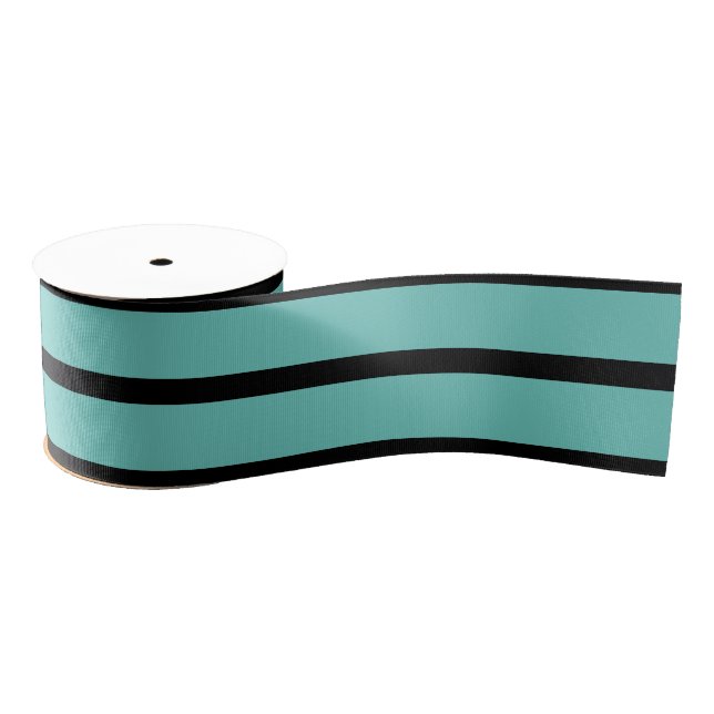 Halloween Teal and Black Striped Ribbon Grosgrain Ribbon (Spool)
