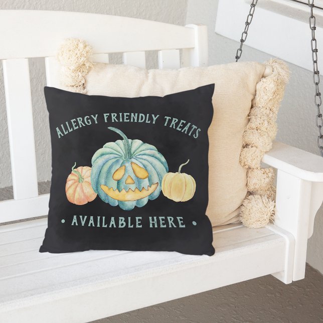 Halloween Teal Pumpkin Allergy Friendly Treats Cushion (Creator Uploaded)