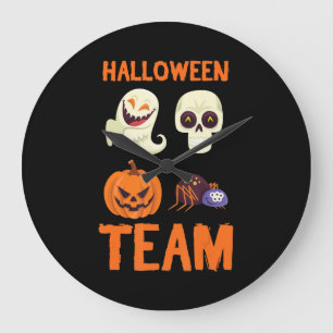 Halloween Team Skeleton Pumpkin Ghost Spider Spook Large Clock