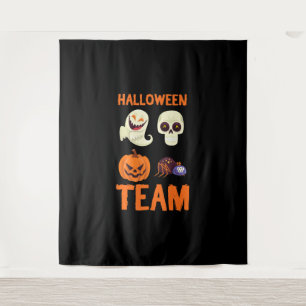 Halloween Team Skeleton Pumpkin Ghost Spider Spook Tapestry