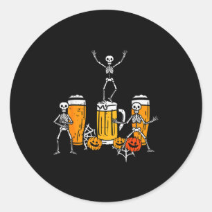 Halloween Team Skeletons Dancing Funny Costume Par Classic Round Sticker