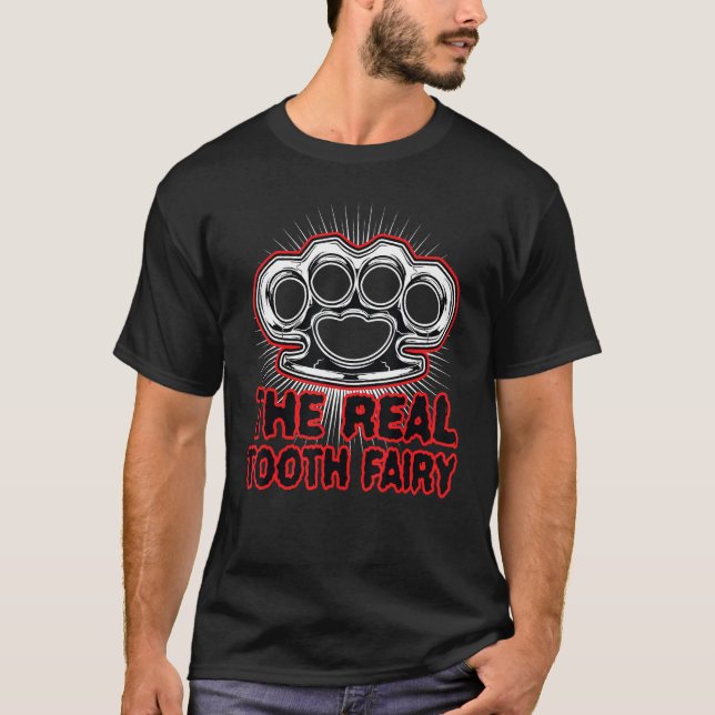 Halloween Tee Cool Tooth Fairy Brass Knuckles Desi (Front)
