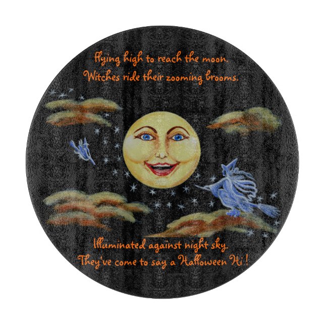 Halloween tempered glass cutting board,witches cutting board (Front)