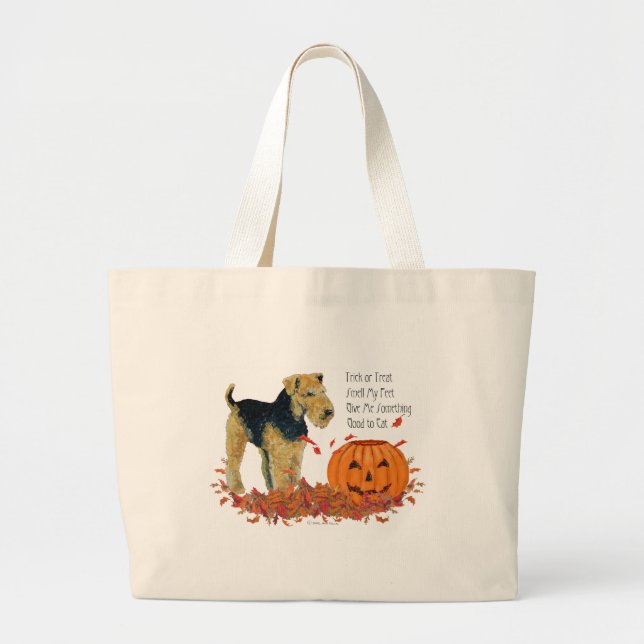 Halloween Terrier Large Tote Bag (Front)