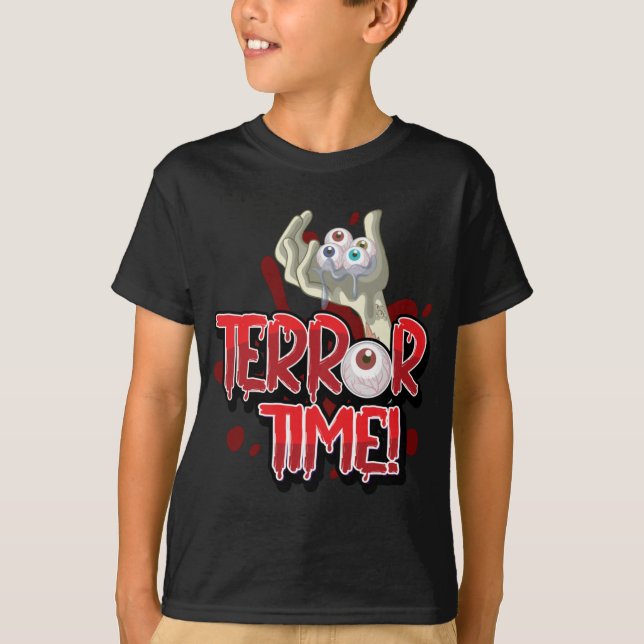 Halloween Terror Time Zombie Hand with Eyes T-Shirt (Front)