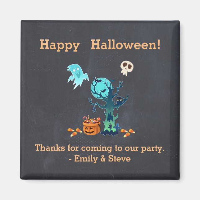 Halloween Thanks Ghosts Bats Skulls & Candy Magnet (Front)