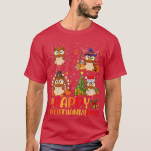 Halloween Thanksgiving Christmas Barn Owl Hallotha T-Shirt