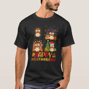 Halloween Thanksgiving Christmas Barn Owl Hallotha T-Shirt