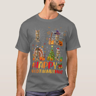 Halloween Thanksgiving Christmas Bengal Cat Hallot T-Shirt