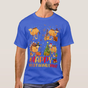 Halloween Thanksgiving Christmas Camel Hallothanks T-Shirt