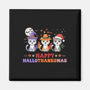Halloween Thanksgiving Christmas Cats Happy Hallot Magnet