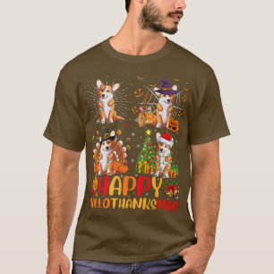 Halloween Thanksgiving Christmas Corgi Dog Halloth T-Shirt