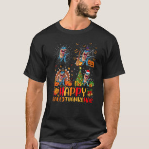 Halloween Thanksgiving Christmas Dinosaur Hallotha T-Shirt