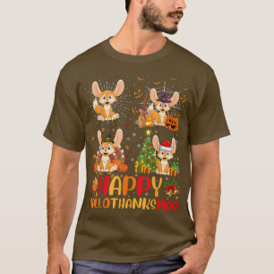Halloween Thanksgiving Christmas Fennec Fox Hallot T-Shirt