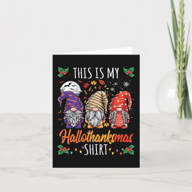 Halloween Thanksgiving Christmas Fun Hallothanksma Card (Front)
