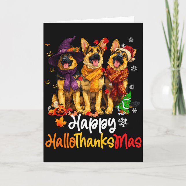 Halloween Thanksgiving Christmas German Shepherd D Card (Front)