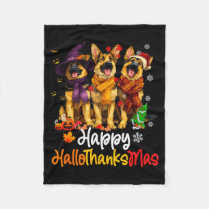 Halloween Thanksgiving Christmas German Shepherd D Fleece Blanket