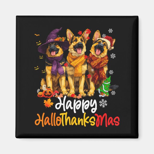 Halloween Thanksgiving Christmas German Shepherd D Magnet (Front)