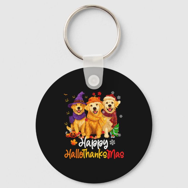 Halloween Thanksgiving Christmas Golden Retriever  Key Ring (Front)