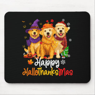 Halloween Thanksgiving Christmas Golden Retriever Mouse Pad