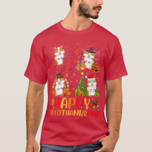 Halloween Thanksgiving Christmas Hamster Hallothan T-Shirt