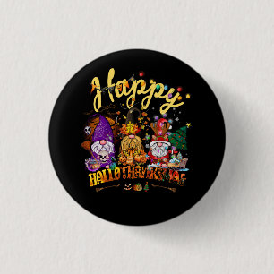 Halloween Thanksgiving Christmas Happy HalloThanks 3 Cm Round Badge