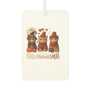 Halloween Thanksgiving Christmas Happy HalloThanks Car Air Freshener