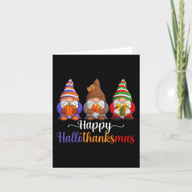 Halloween Thanksgiving Christmas Happy HalloThanks Card (Front)