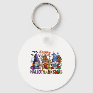 Halloween Thanksgiving Christmas Happy Hallothanks Key Ring