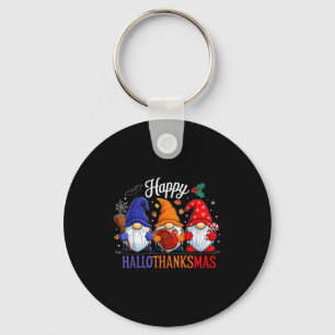 Halloween Thanksgiving Christmas Happy Hallothanks Key Ring
