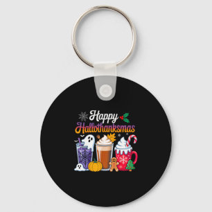 Halloween Thanksgiving Christmas Happy Hallothanks Key Ring