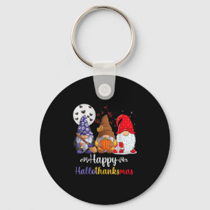 Halloween Thanksgiving Christmas Happy Hallothanks Key Ring