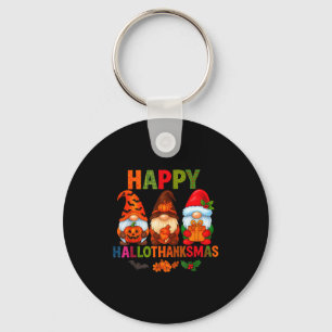 Halloween Thanksgiving Christmas Happy Hallothanks Key Ring