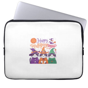 Halloween Thanksgiving Christmas Happy HalloThanks Laptop Sleeve