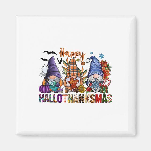 Halloween Thanksgiving Christmas Happy Hallothanks Magnet (Front)