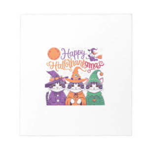 Halloween Thanksgiving Christmas Happy HalloThanks Notepad