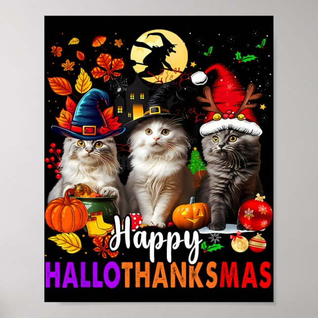 Halloween Thanksgiving Christmas Happy Hallothanks Poster (Front)