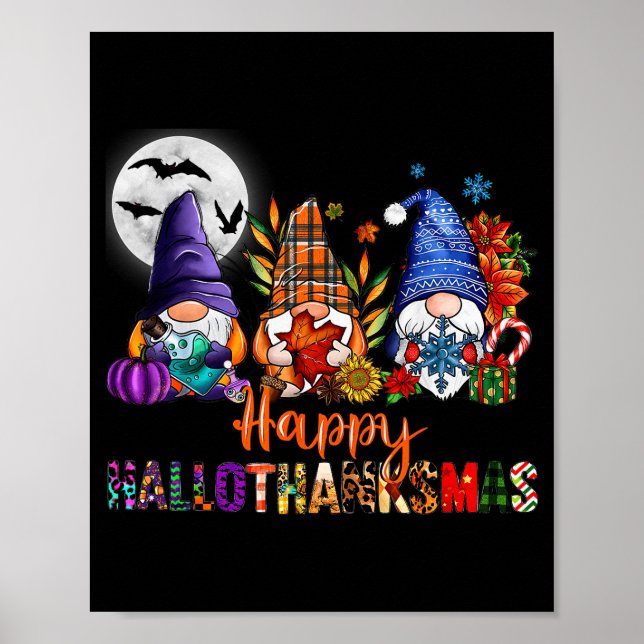 Halloween Thanksgiving Christmas Happy Hallothanks Poster (Front)