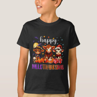 Halloween Thanksgiving Christmas Happy Hallothanks T-Shirt